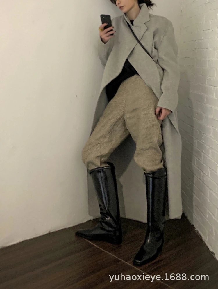 Loewe Anagram Logo Knee-High Boots Black Leather Boots - 9