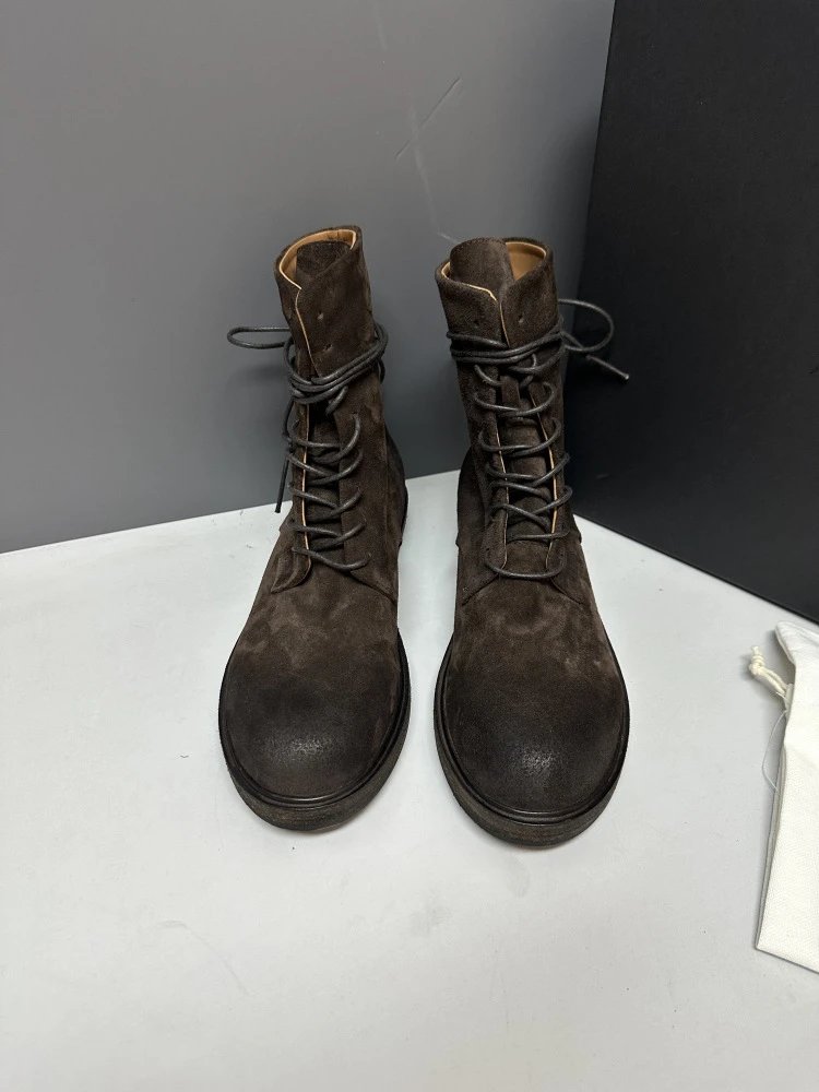 Maison Margiela Tabi Lace-Up Suede Boots Brown - 11