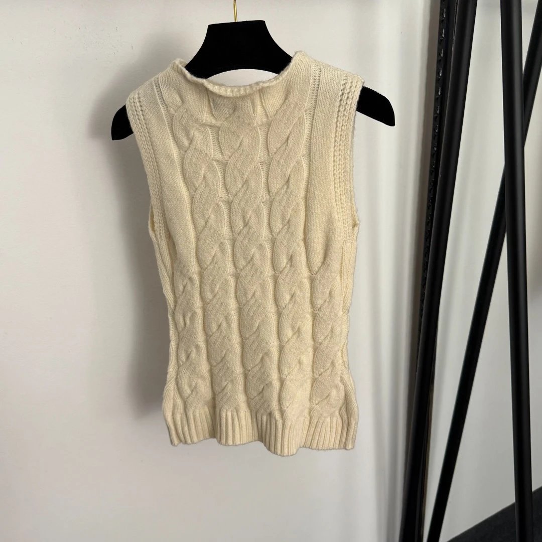 Dior Cable Knit Ivory Vest - 9