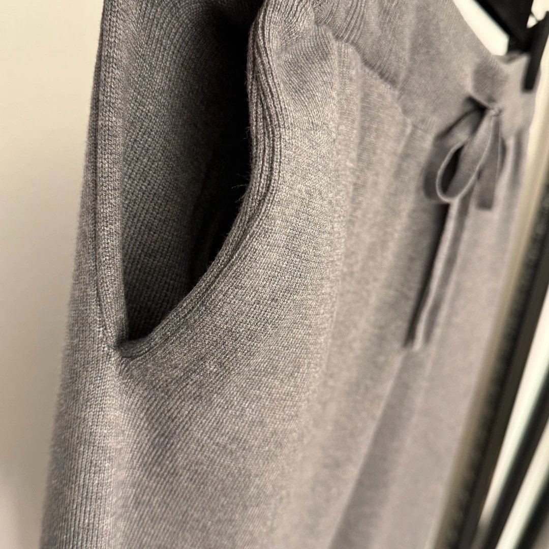 Design Knit Zip-Up Cardigan and Wide-Leg Sweatpants Set Black - 11