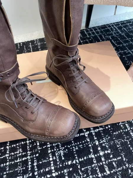 Miu Miu Buckled Combat Boots Black - 12