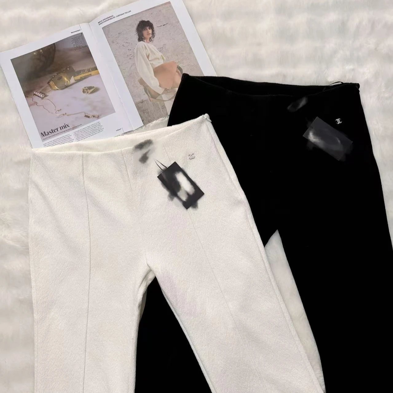 Chanel Trousers High-rise flared with front pintuck seams and Double C logo detail image 4