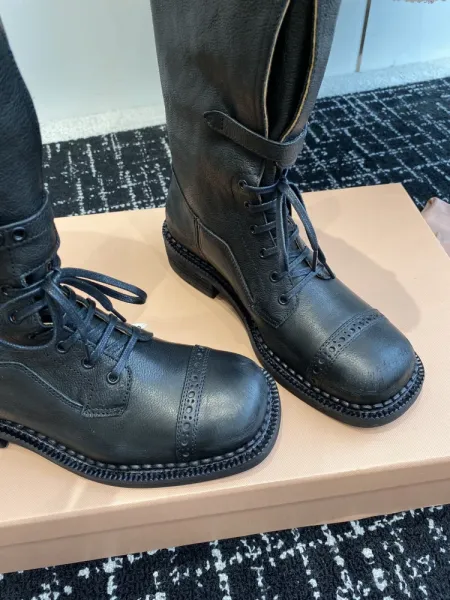 Miu Miu Buckled Combat Boots Black - 20