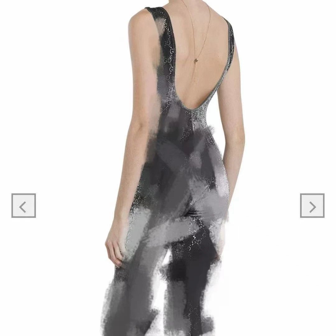 Gucci Jumpsuits Sleeveless rhinestone GG-pattern velvet jumpsuit image 4
