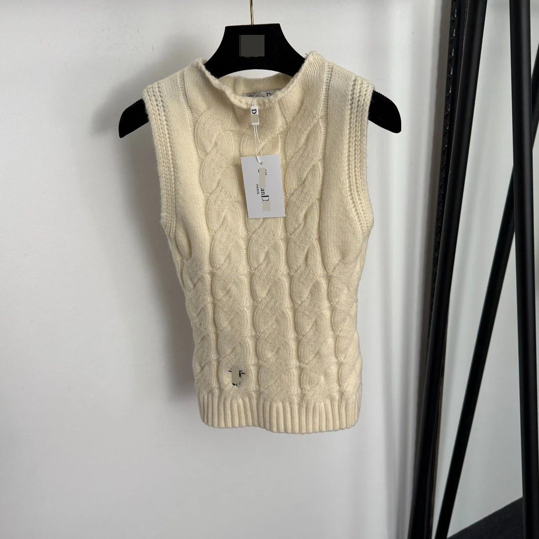 Dior Cable Knit Ivory Vest - 8