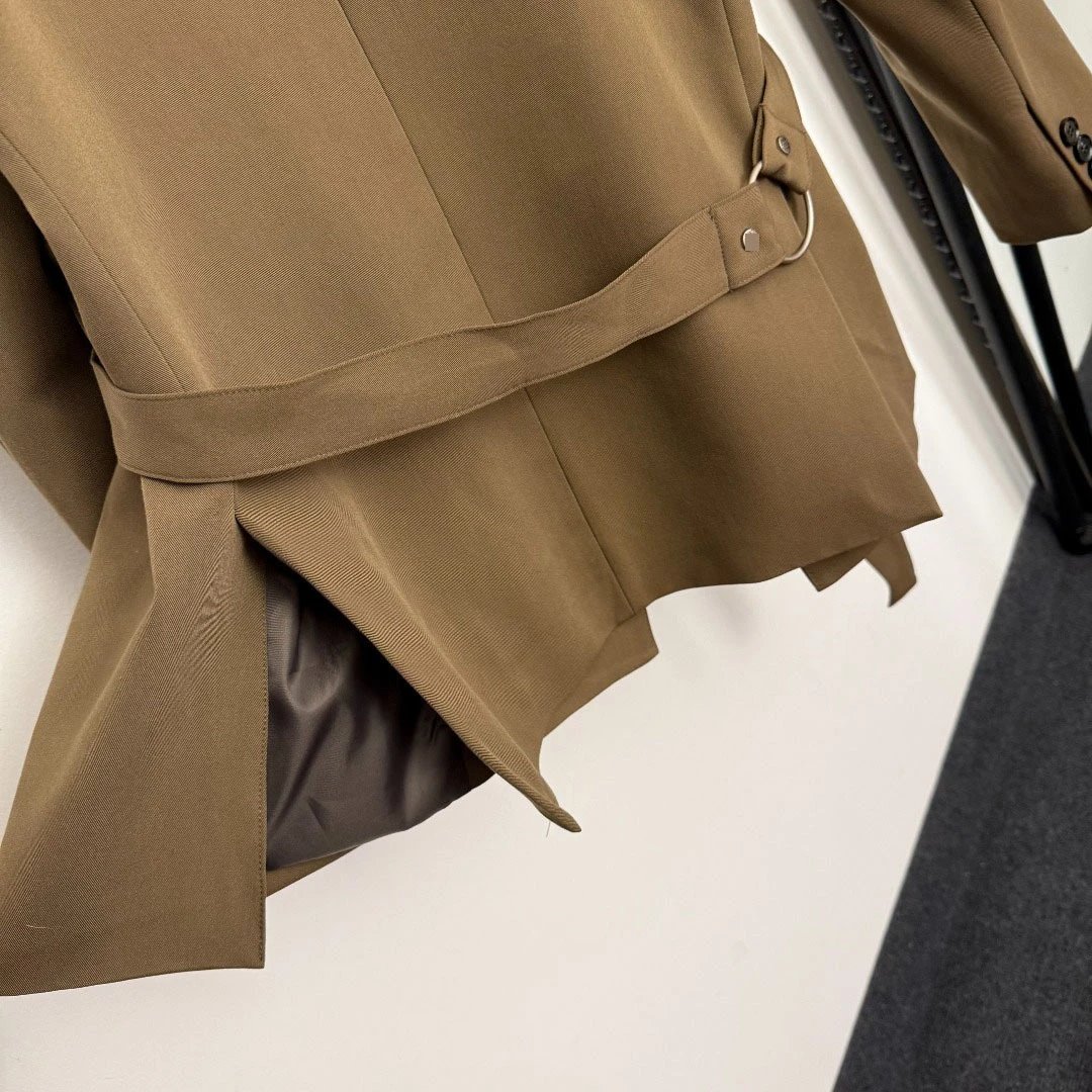 Black Wrap Detail Blazer Outerwear - 15