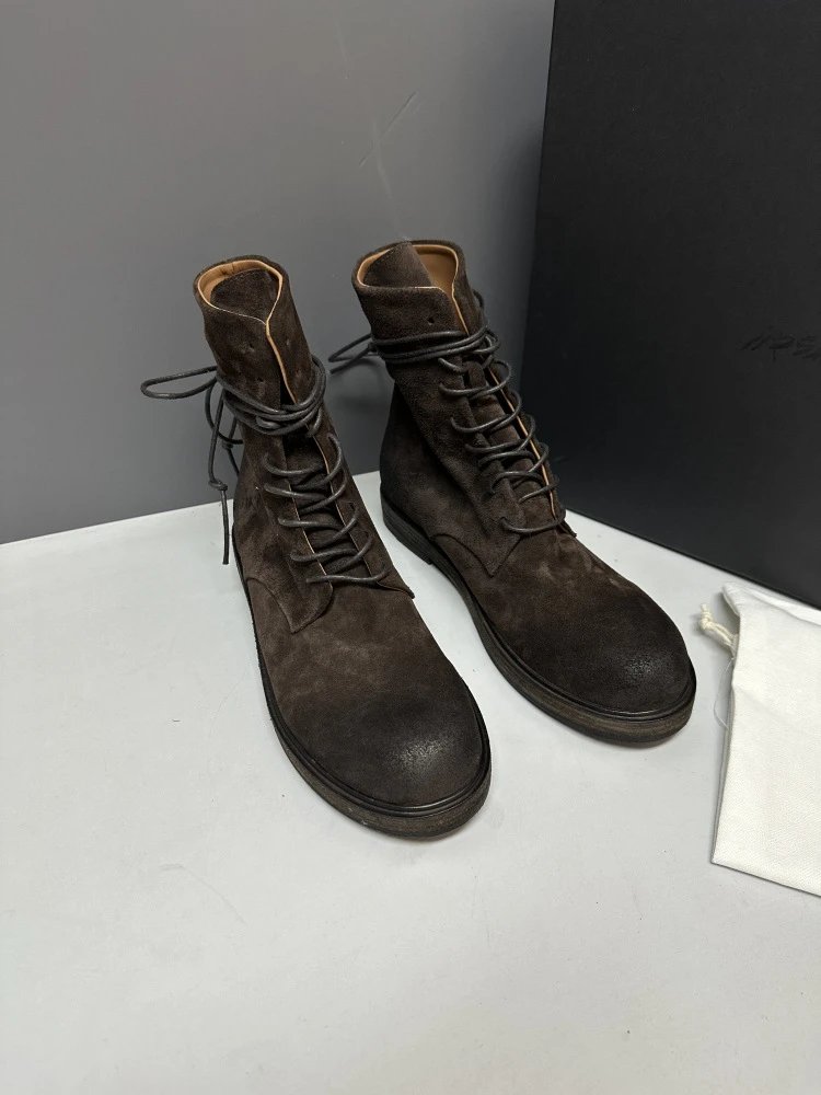 Maison Margiela Tabi Lace-Up Suede Boots Brown - 12