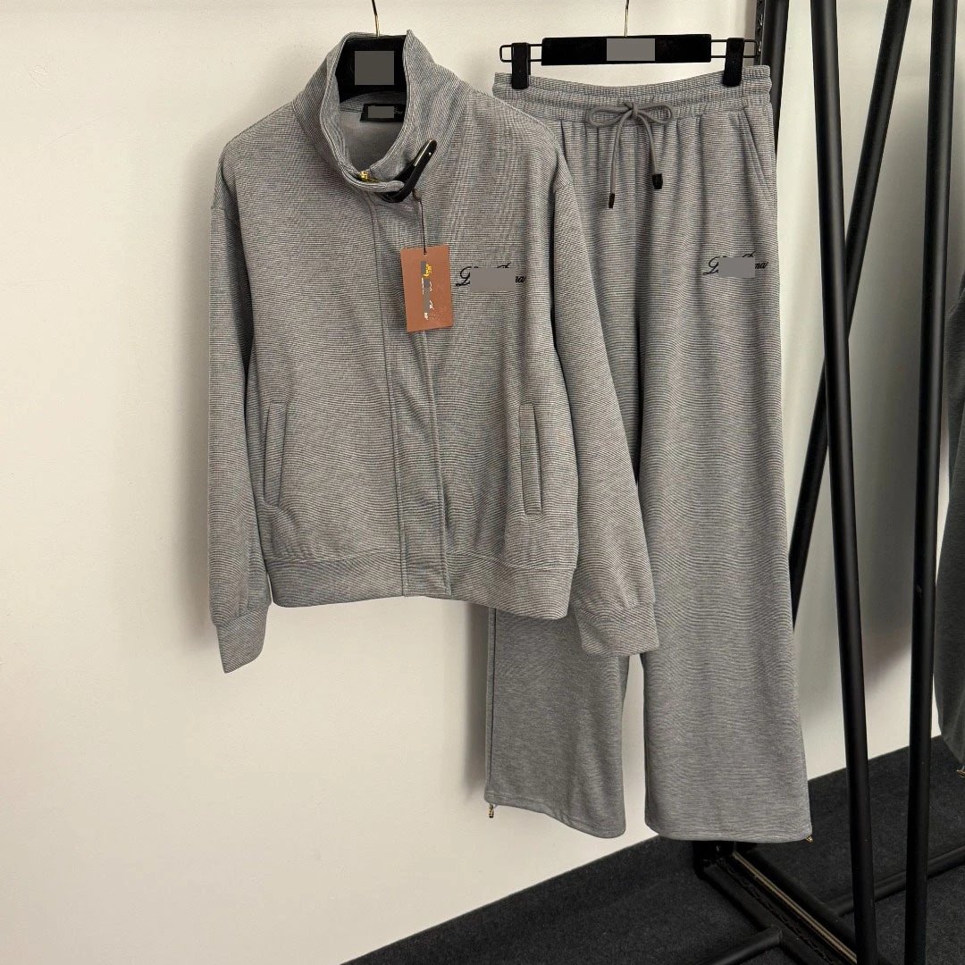 GRA Beige Ribbed Zip-Up Tracksuit Set - 4