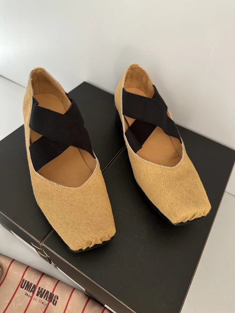 Uma Wang Square-Toe Mary Jane Block Heels Black Shoes - 36