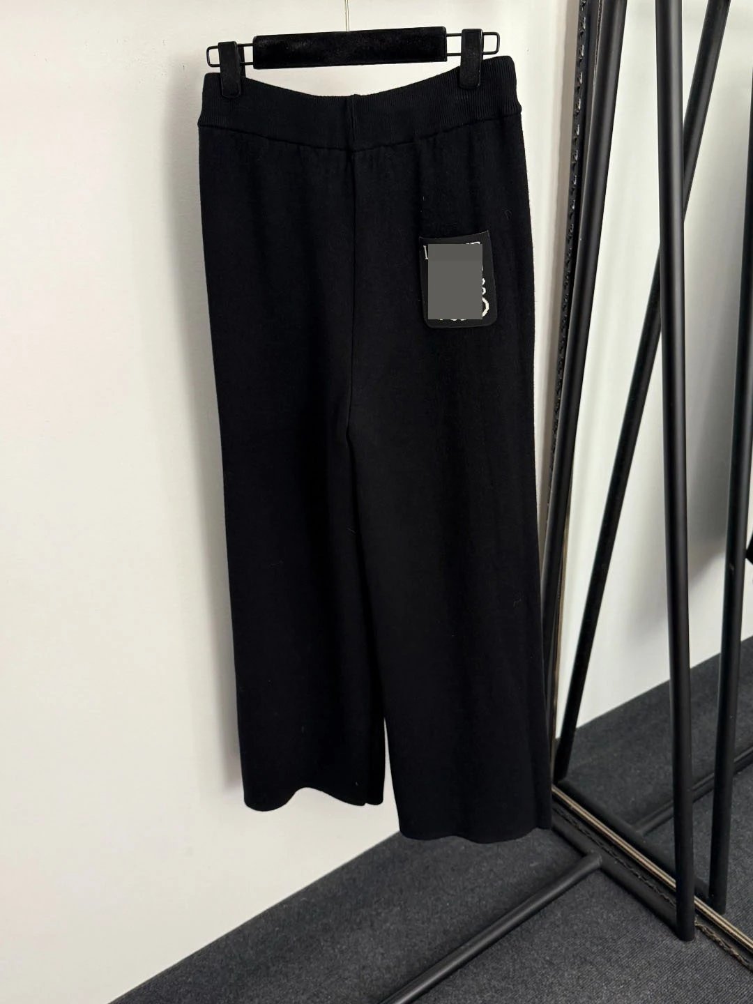 Black Knit Collared Sweater and Wide-Leg Pants Set - 8