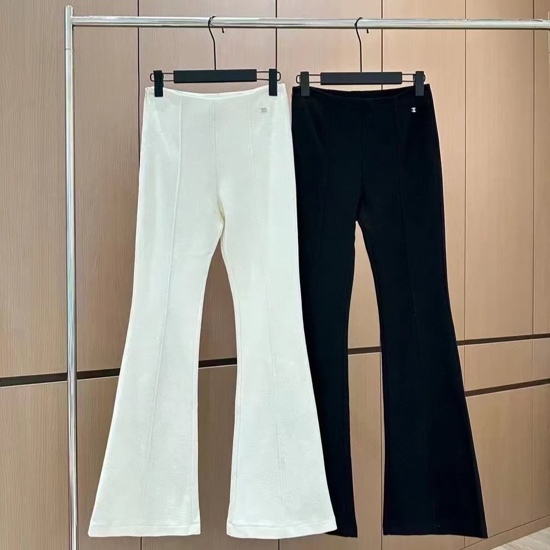 Chanel Trousers High-rise flared with front pintuck seams and Double C logo detail image 2