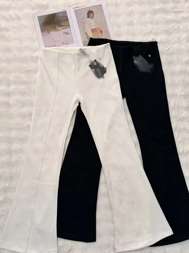 Chanel Trousers High-rise flared with front pintuck seams and Double C logo detail product detail image 5