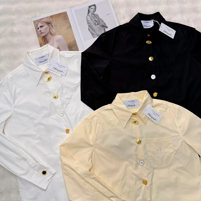 Unbranded Shirts Long-Sleeve Button-Up Shirt with Embroidered Chest Pocket and Gold-Tone Buttons product detail image 5
