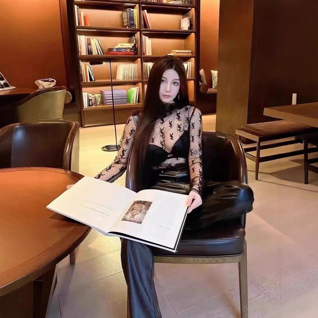 Saint Laurent Underwear Sheer monogram mesh long-sleeve bodysuit image 2