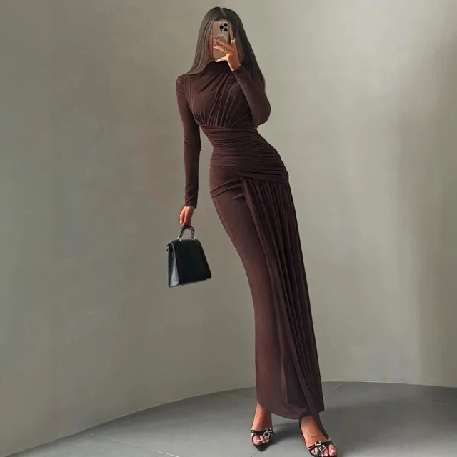 Unbranded Dresses Long-Sleeve Ruched Maxi Dress product detail image 1