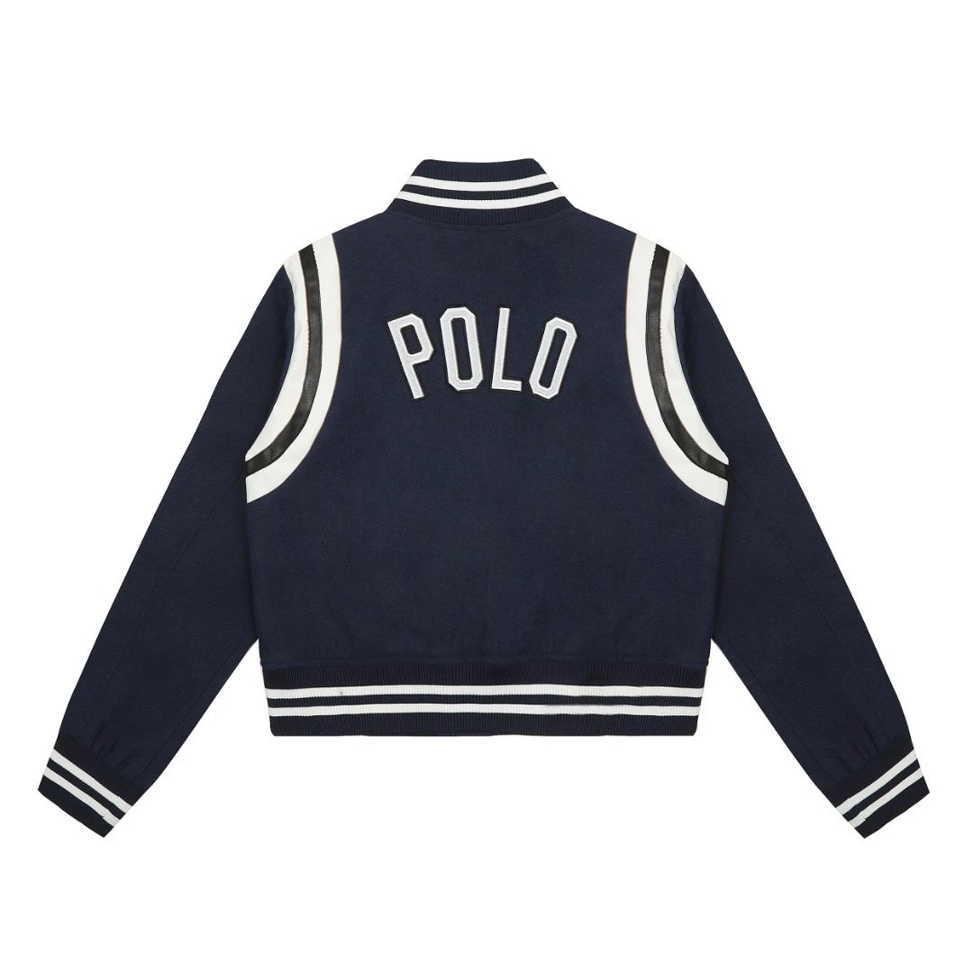 Polo Ralph Lauren Varsity Jacket Navy White Outerwear - 5