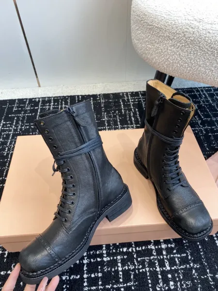 Miu Miu Buckled Combat Boots Black - 36