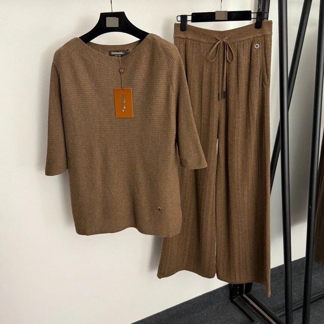 Design Knit Set Black Casual Two-Piece Set - 6