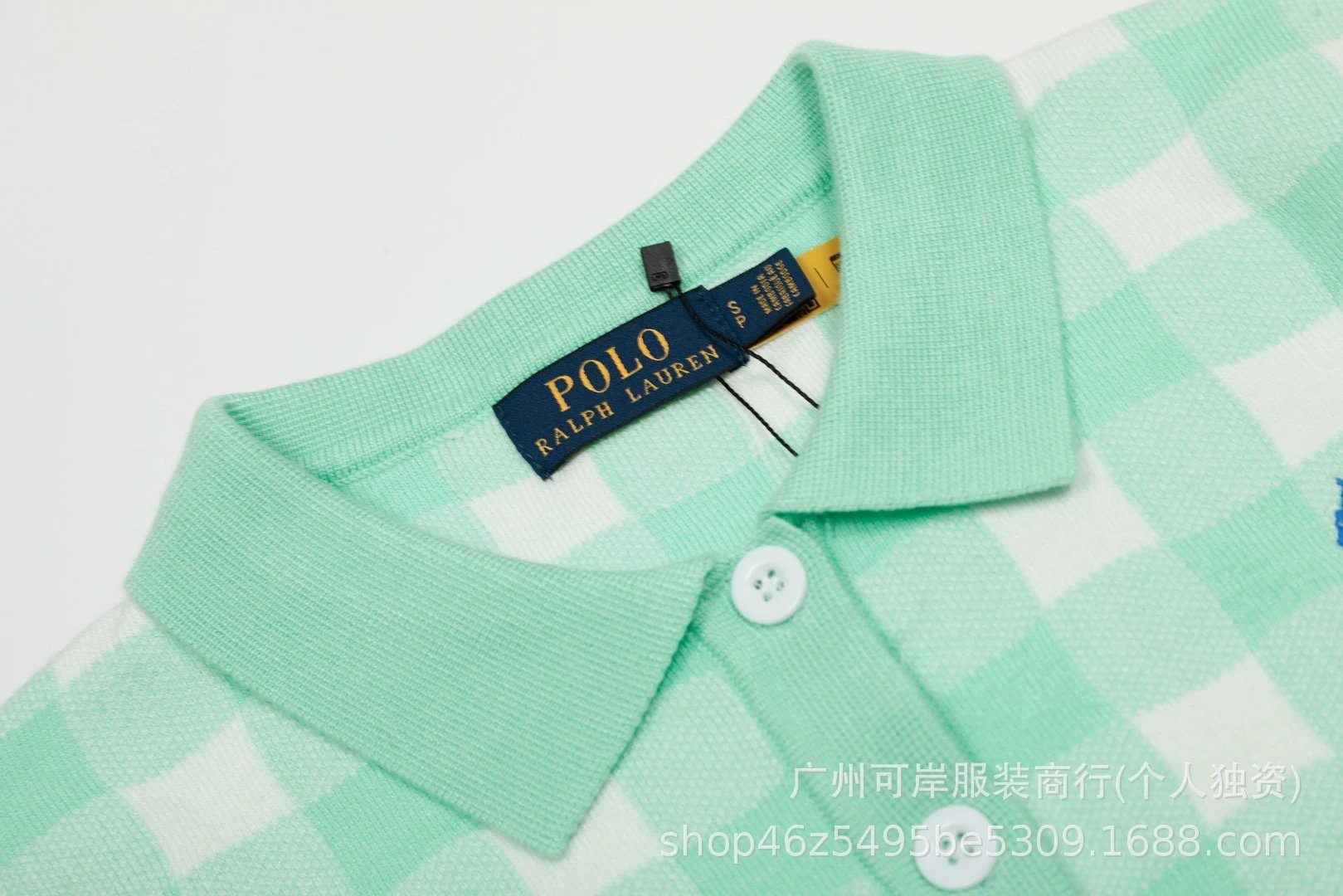 Polo Ralph Lauren Gingham Knit Polo Mint Green - 26