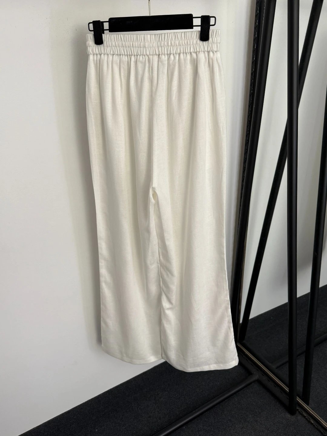 Design Linen-Blend Shirt and Wide-Leg Pants Set Beige Casual Set - 11