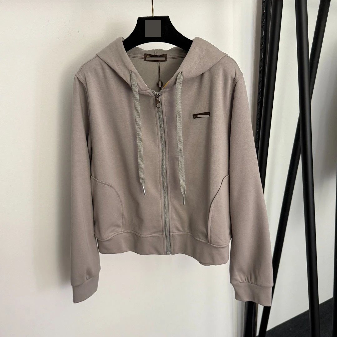 Design Cropped Hoodie and Side-Stripe Sweatpants Set Beige Tracksuit - 7