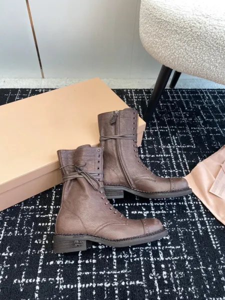 Miu Miu Buckled Combat Boots Black - 27