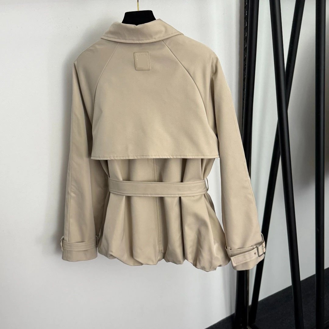 Beige Trench Coat and Wide-Leg Pants Set - 7
