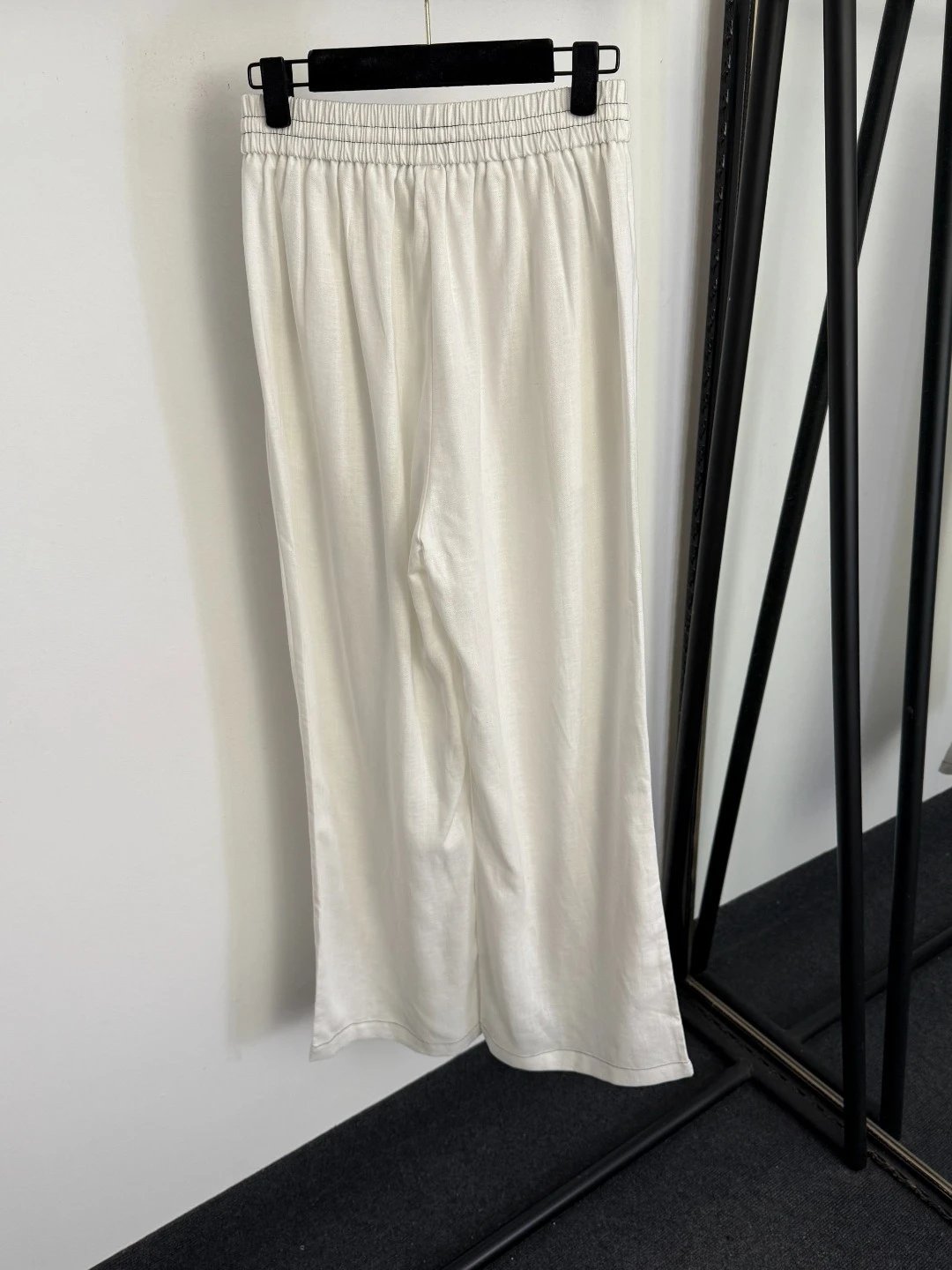 Design Linen-Blend Shirt and Wide-Leg Pants Set Beige Casual Set - 12