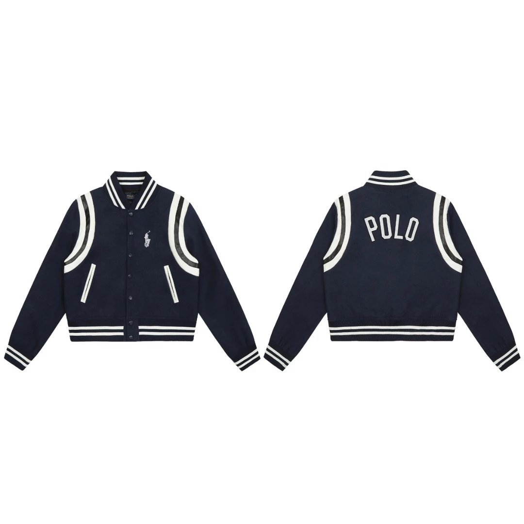 Polo Ralph Lauren Varsity Jacket Navy White Outerwear - 3
