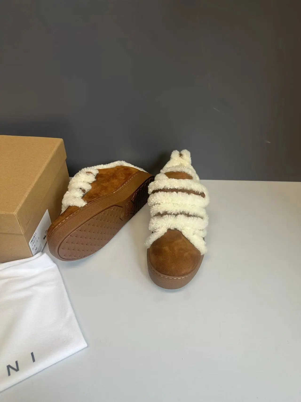 UGG Fluff Slide Sneaker Brown Shearling Slip-On Shoes - 3
