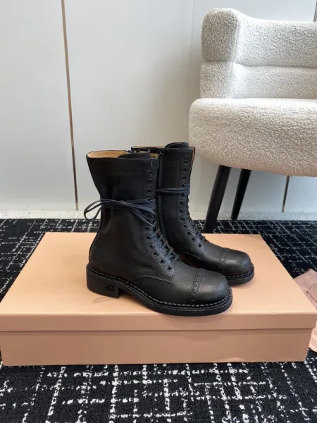 Miu Miu Buckled Combat Boots Black - 33