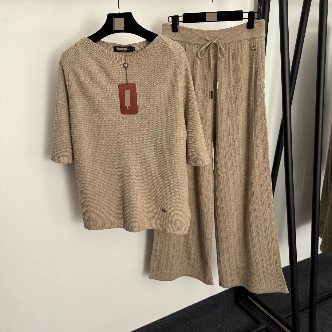 Design Knit Set Black Casual Two-Piece Set - 7