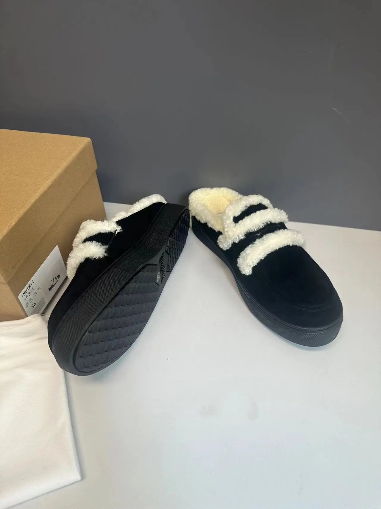 UGG Fluff Slide Sneaker Brown Shearling Slip-On Shoes - 26
