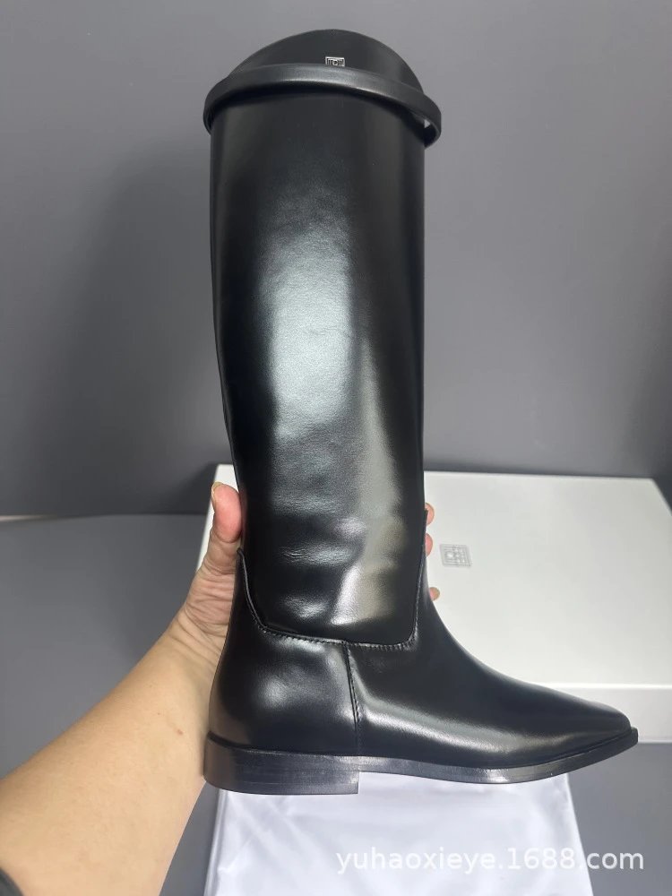 Loewe Anagram Logo Knee-High Boots Black Leather Boots - 22