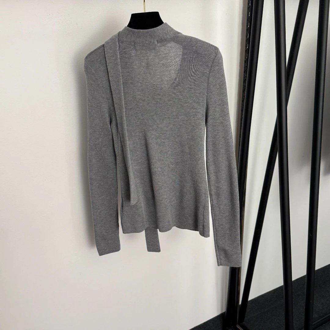 Beige Knit Wrap Cardigan and Pleated Skirt Set - 11