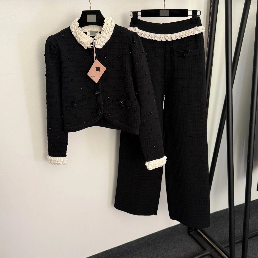 Chanel-Inspired Ruffled Waist Tweed Pants Pink - 3