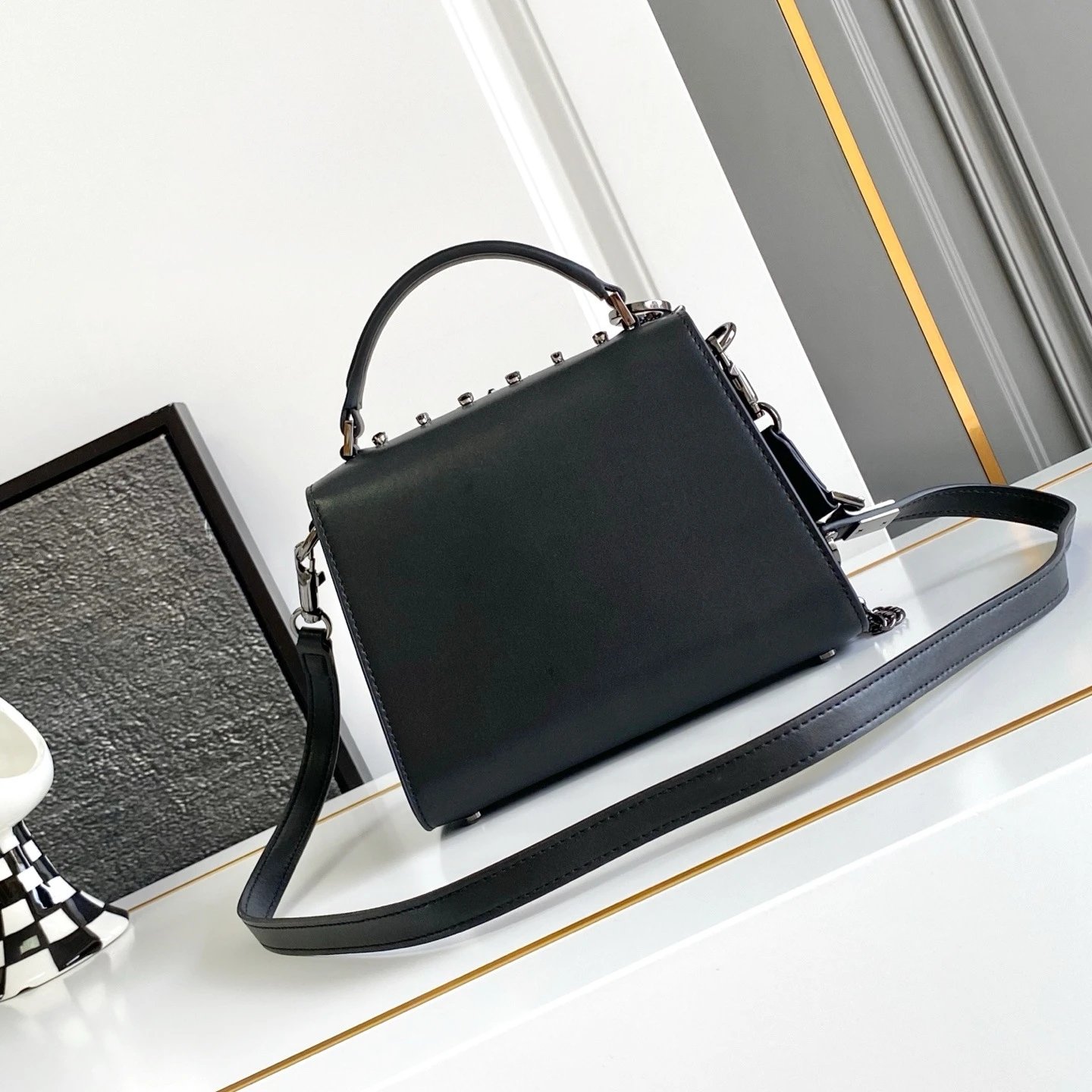 Valentino Garavani Rockstud Spike Gray Chain Shoulder Bag - 5