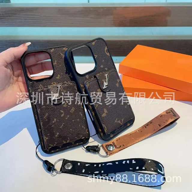 Unbranded Phone Cases Monogram-Print Card Holder Wrist Strap Case product detail image 1