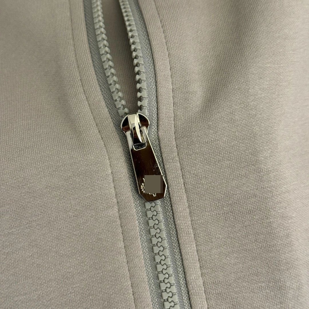 Design Cropped Hoodie and Side-Stripe Sweatpants Set Beige Tracksuit - 9