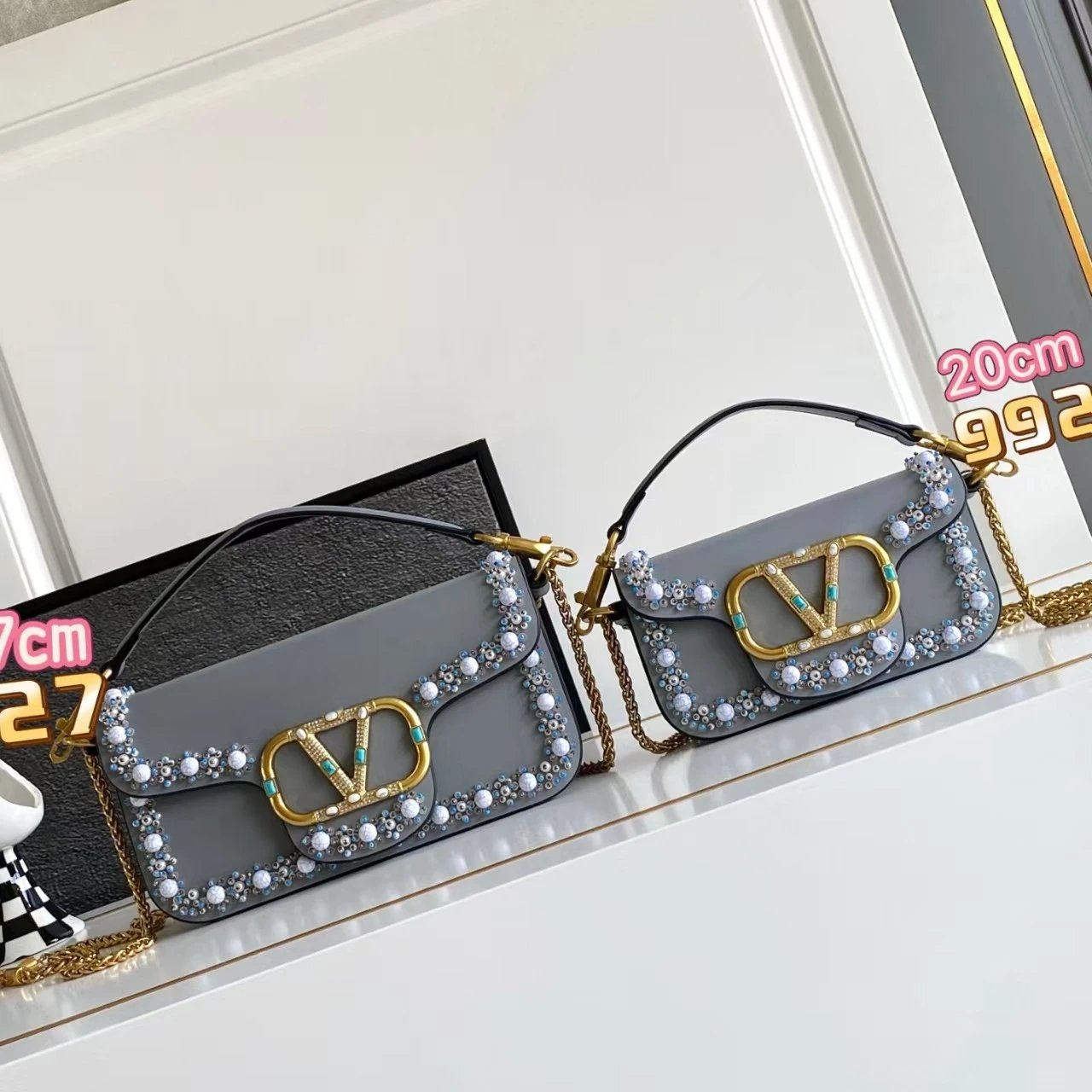 Valentino Garavani Crossbody Bags Beaded VLogo Flap image 4