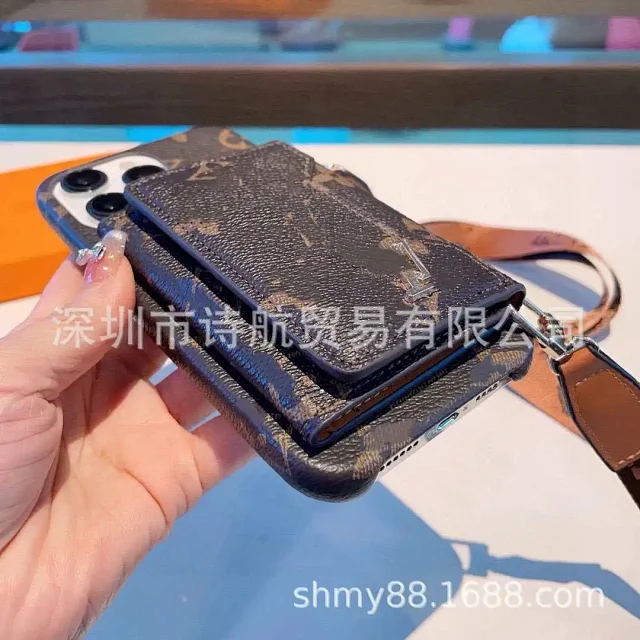 Unbranded Phone Cases Monogram-Pattern Card Holder Case with Detachable Shoulder Strap product detail image 4