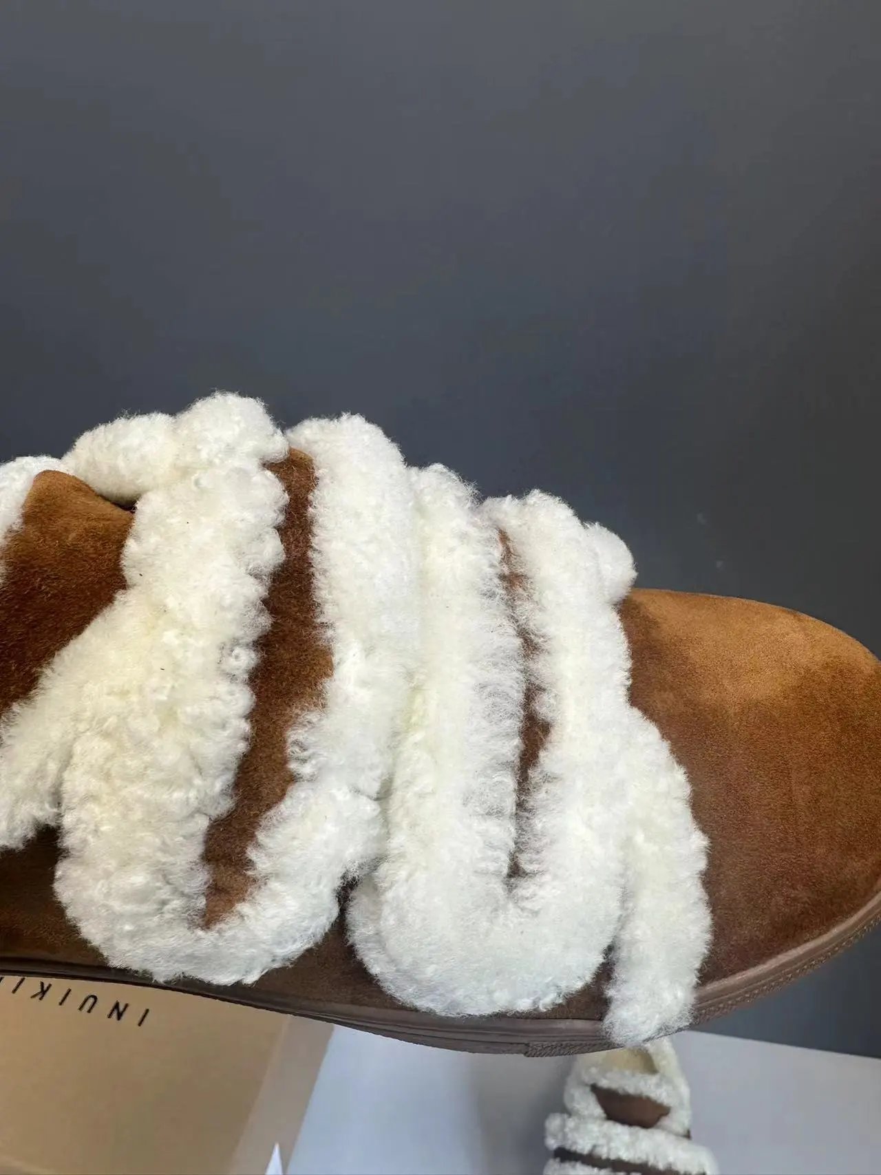 UGG Fluff Slide Sneaker Brown Shearling Slip-On Shoes - 6