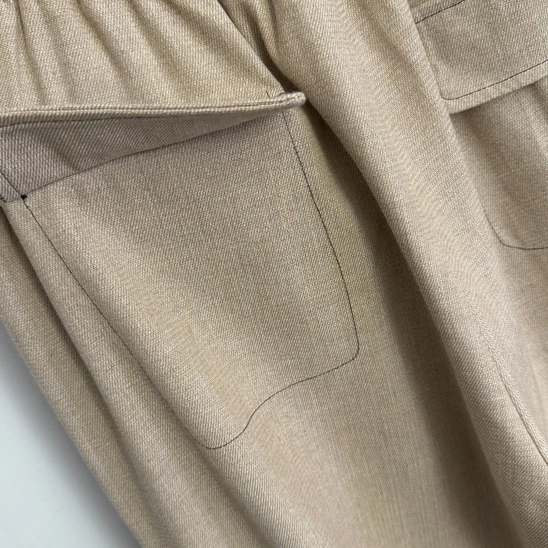 Design Textured Knit Jacket and Wide-Leg Pants Set Beige Casual Set - 12