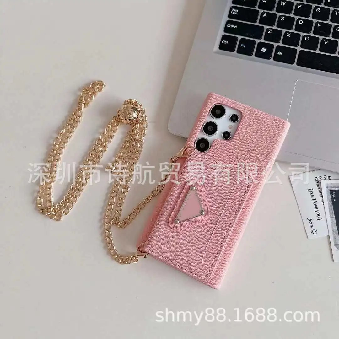 Unbranded Phone Cases Crossbody chain wallet case with triangular ring stand image 3