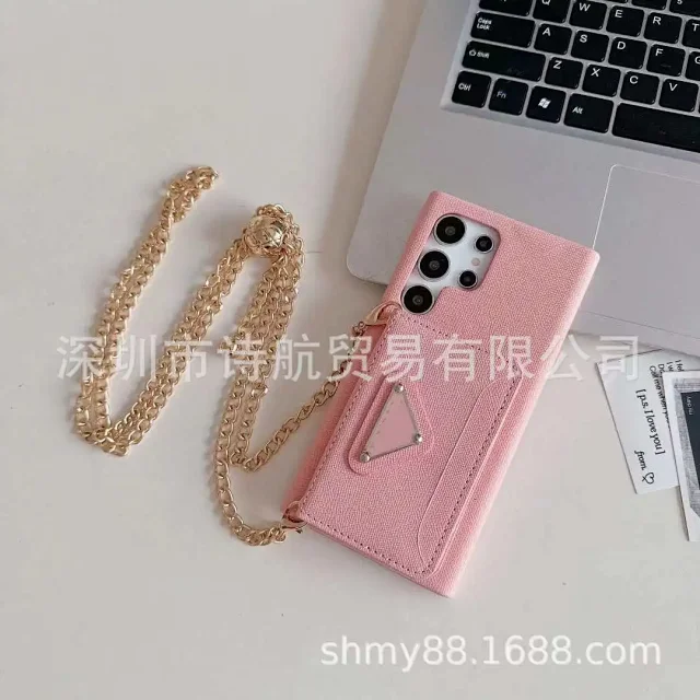 Unbranded Phone Cases Crossbody chain wallet case with triangular ring stand product detail image 3