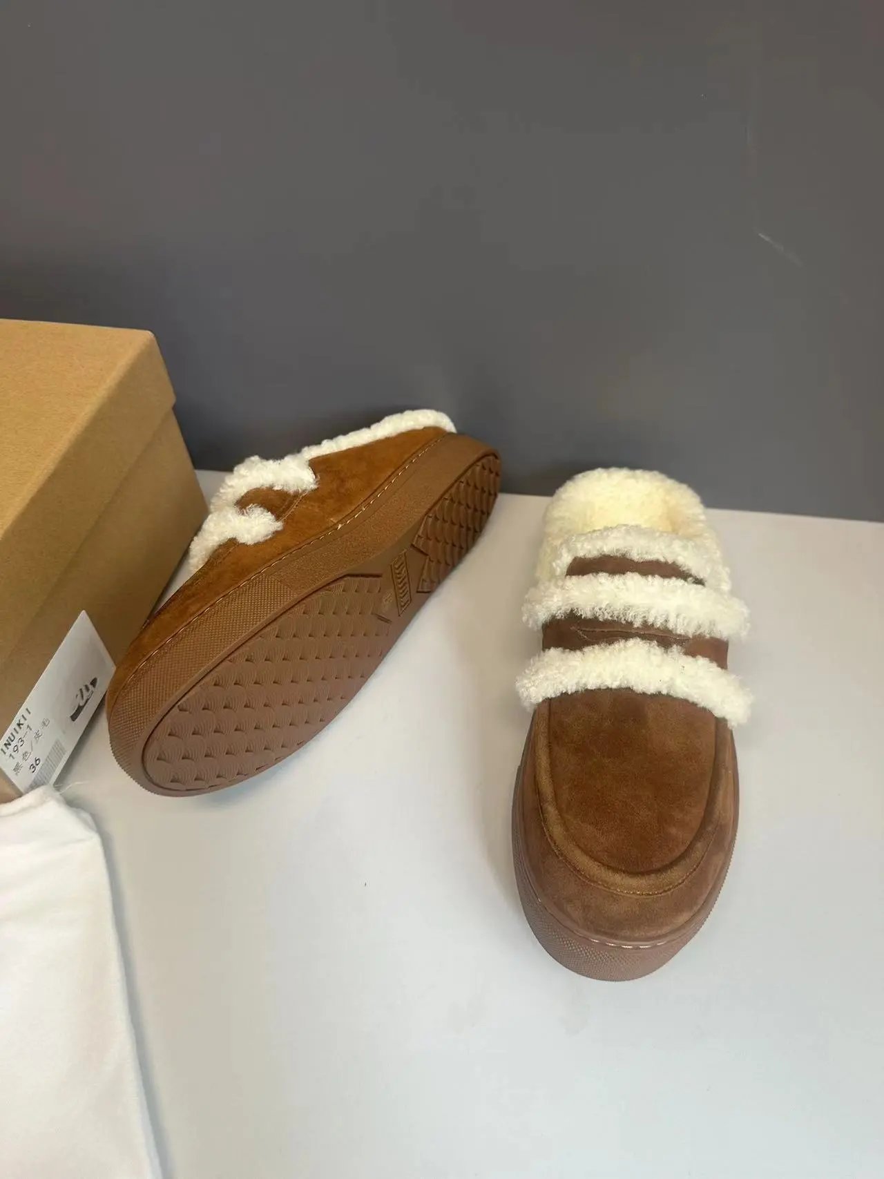 UGG Fluff Slide Sneaker Brown Shearling Slip-On Shoes - 15
