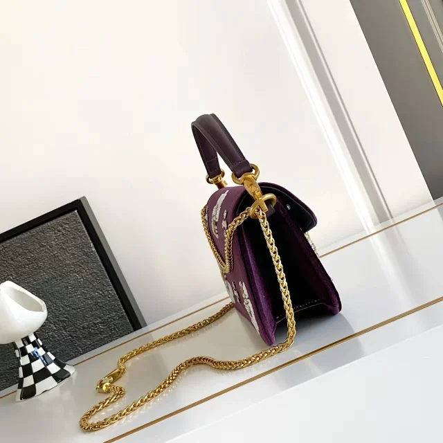 Unbranded Crossbody Bags 9939 Floral Beaded Velvet Chain Bag product detail image 6