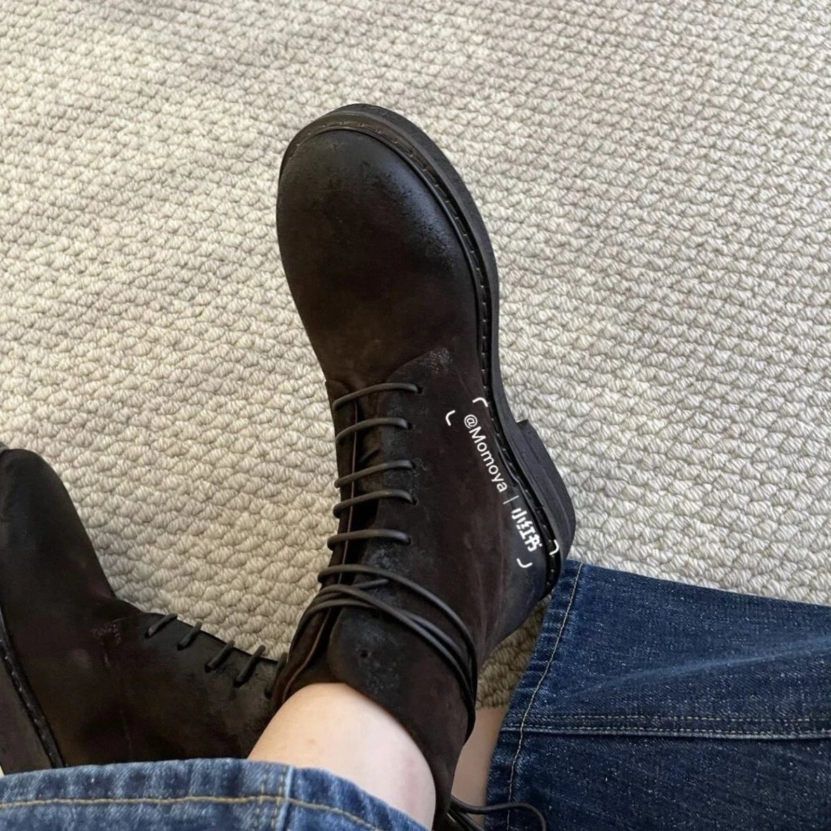 Maison Margiela Tabi Lace-Up Suede Boots Brown - 9