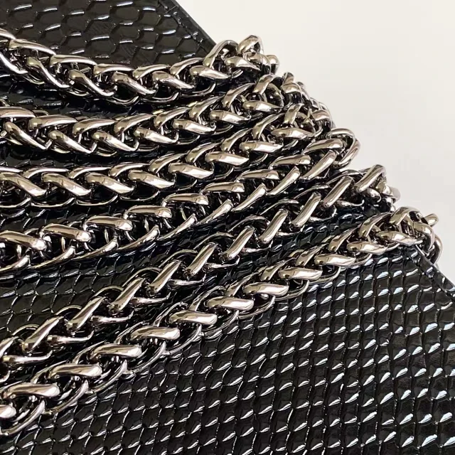 Unbranded Crossbody Bags Snakeskin-Embossed Flap Bag with Rhinestone V-Shaped Clasp product detail image 8