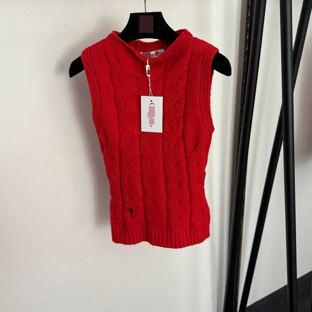 Dior Cable Knit Vest Red Sweater